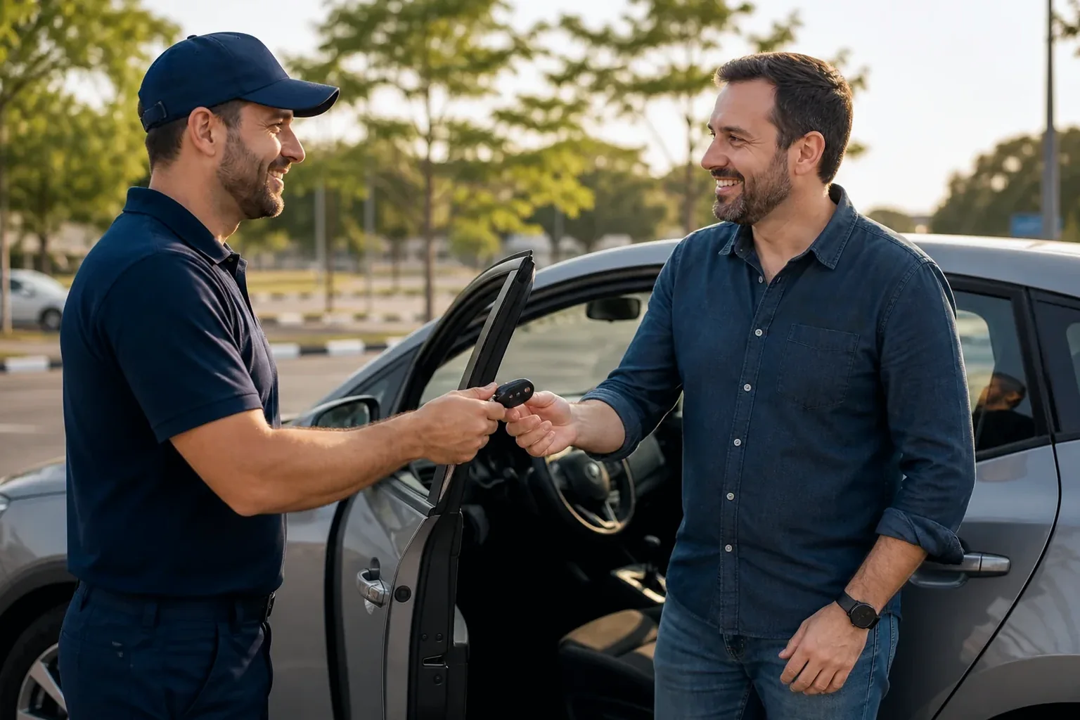 Chaveiro abrindo um carro em Arapongas, utilizando ferramentas adequadas para o serviço.